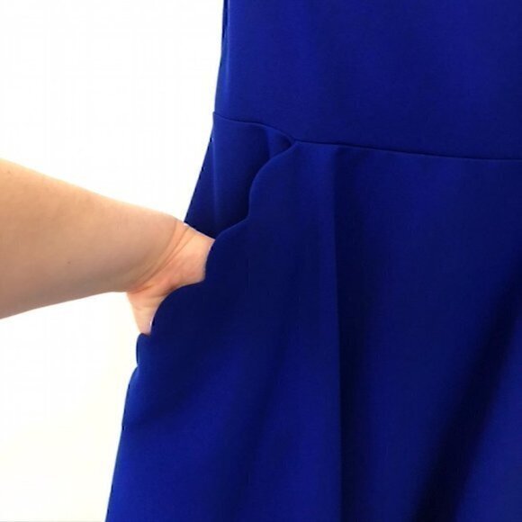 NEW NWT B. DARLIN Off the Shoulder Scalloped Dress Blue Fit Flare Mini JRS 9 10 - Picture 9 of 12